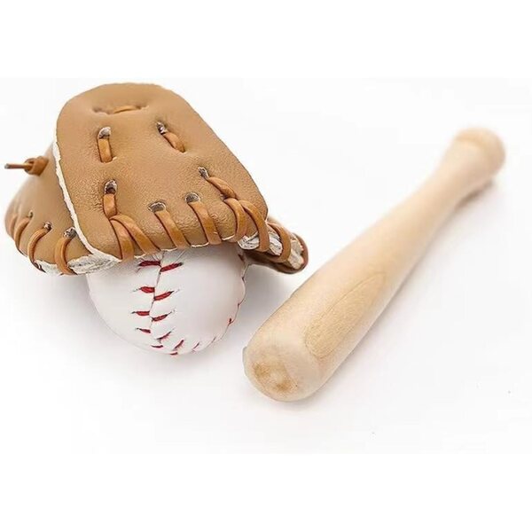 Miniaturní baseballová hra 1/12 černá s rukavicí, těstem a míčkem do domečku pro panenky