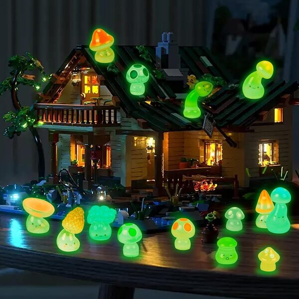 40 figuras de hongos de resina que brillan en la oscuridad en miniatura de resina luminosa de hongos pequeños para micropaisajes, jardín de hadas, terrario y decoración de casa de muñecas