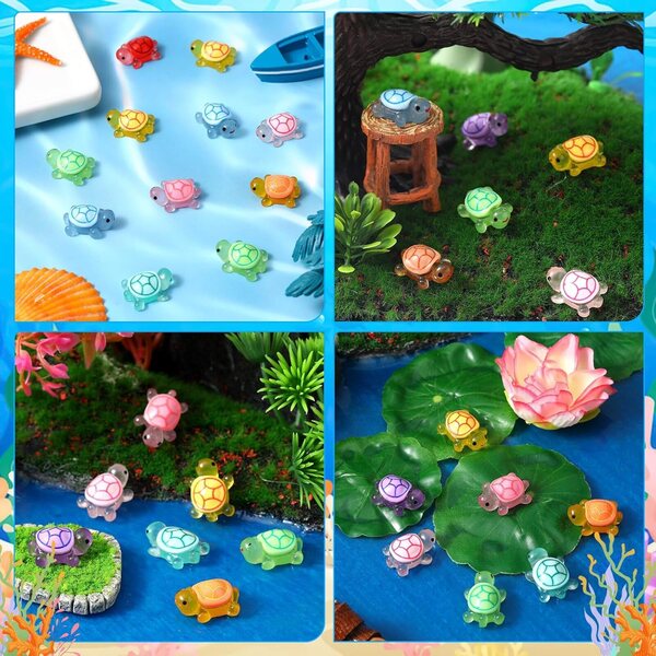 GSrenyu 100 Mini Tartarugas Luminosas em Resina para Decoração e DIY