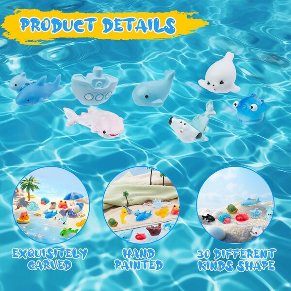 Σετ 45 Mini Marine Animals σε Ρητίνη για Διακοσμήσεις Ενυδρείων, Κήπων και Fairy House