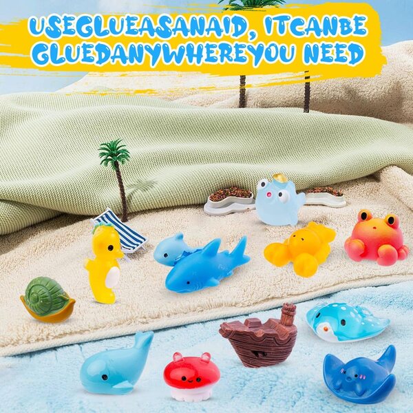 Σετ 45 Mini Marine Animals σε Ρητίνη για Διακοσμήσεις Ενυδρείων, Κήπων και Fairy House