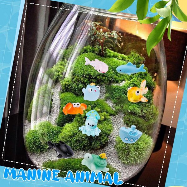 Σετ 45 Mini Marine Animals σε Ρητίνη για Διακοσμήσεις Ενυδρείων, Κήπων και Fairy House