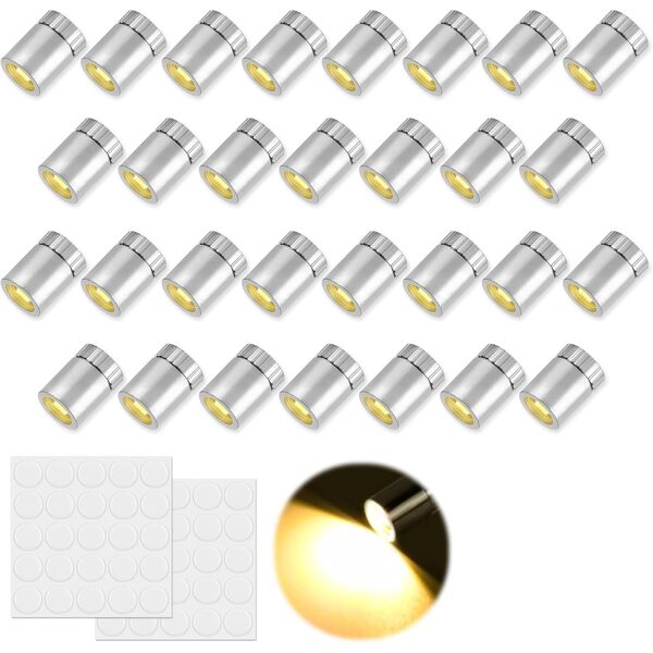 Mini soojad valged LED valgustid peokaunistuseks, 30 tk koos kleebistega
