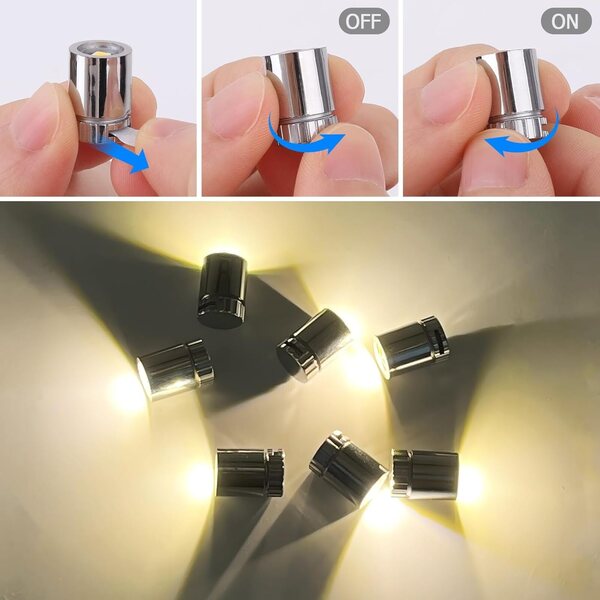 Mini luci LED bianco caldo per decorazioni festa, 30 pezzi con adesivi inclusi