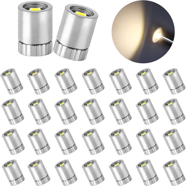 Mini luci LED bianco caldo per decorazioni festa, 30 pezzi con adesivi inclusi