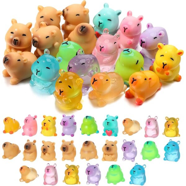 GSrenyu 42 Mini Capybara i flerfarvet harpiks, lyst og dekorativt til have og hjem