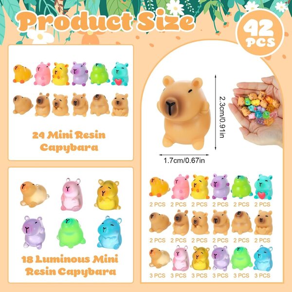 GSrenyu 42 Mini Capivara em resina multicolorida, brilhante e decorativa para jardim e casa
