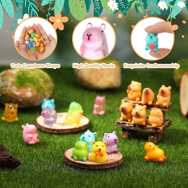 GSrenyu 42 Mini Capivara em resina multicolorida, brilhante e decorativa para jardim e casa