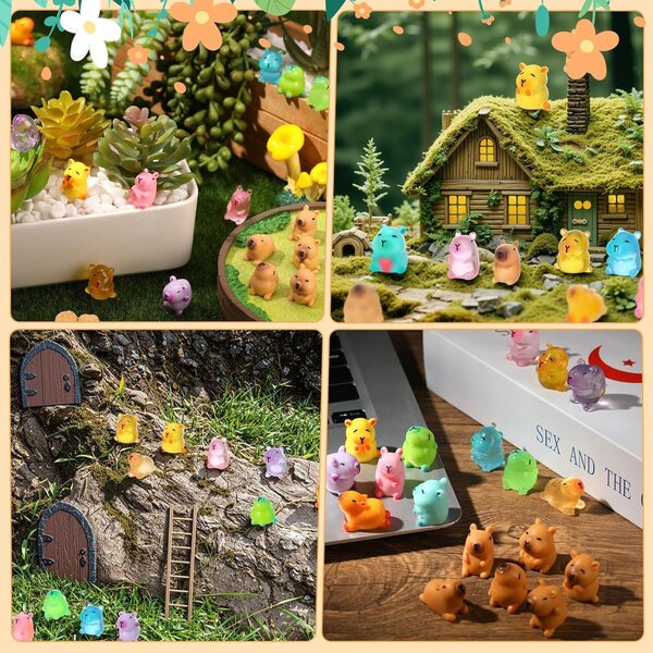 GSrenyu 42 Mini Capivara em resina multicolorida, brilhante e decorativa para jardim e casa