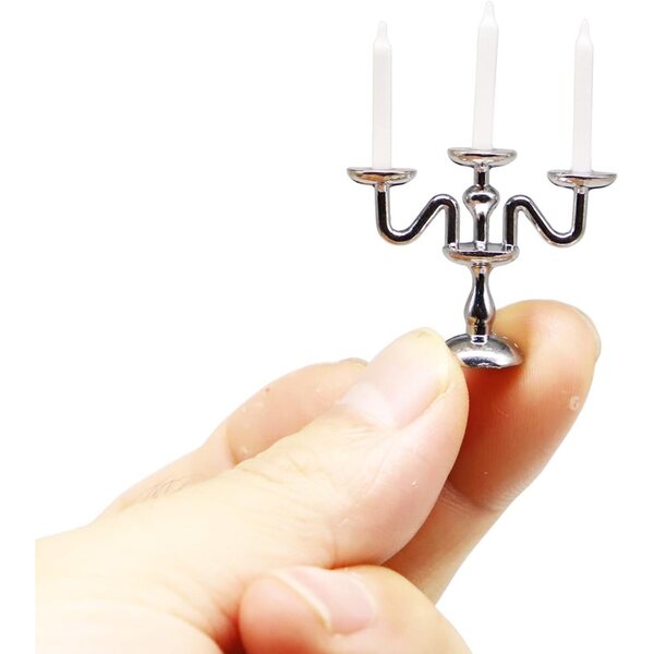 Miniature Candelabra 3 Arms in Metal and Resin for Dollhouses 1:12