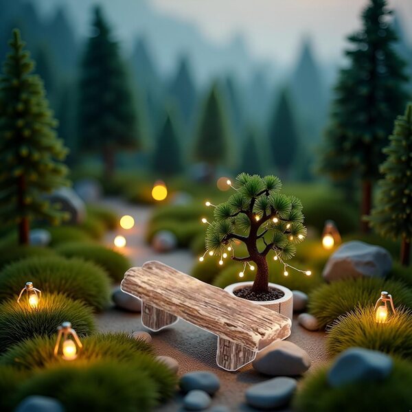 Set mit 3 Mini-Gartenbänken im Retro-Stil für Puppenhäuser und Feengärten