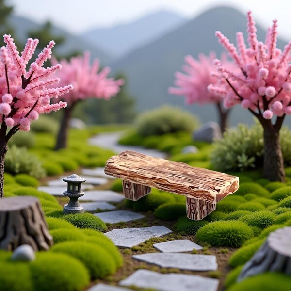 Set mit 3 Mini-Gartenbänken im Retro-Stil für Puppenhäuser und Feengärten