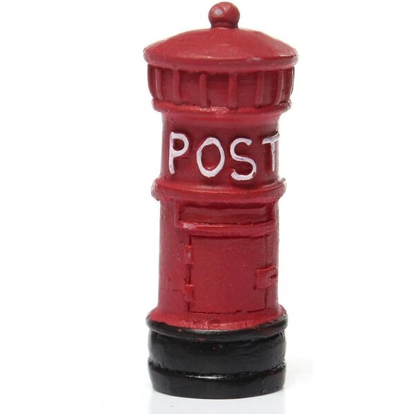 Red Miniatur Retro Mailbox fir Clockjuan Bambus a Gardens House