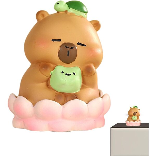 Miniature Capybara Figure in Resin - Adorable Decoration for Home and Garden