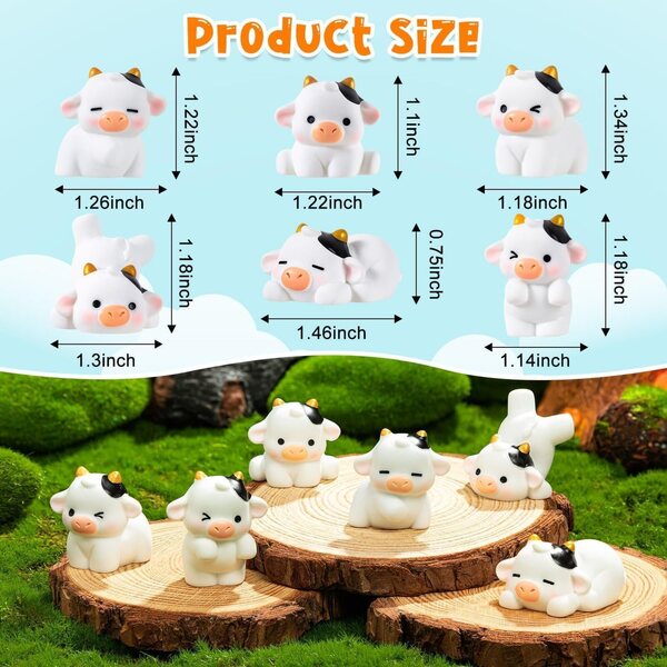 Mini Vacas en résine 24 pièces, pour décoration de cupcakes DIY, ensemble multifonctionnel