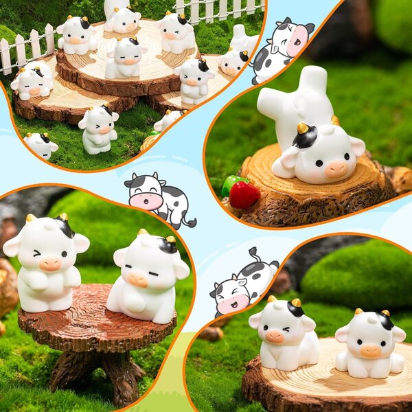 Mini Vacas en résine 24 pièces, pour décoration de cupcakes DIY, ensemble multifonctionnel