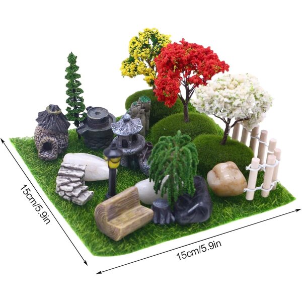 Feengarten-Set aus ABS, realistische Miniaturdekoration für Tische und Gärten