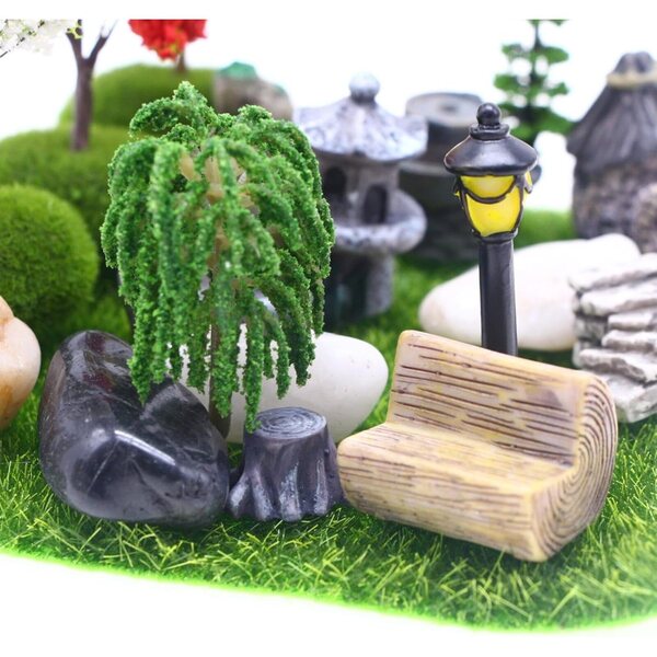 Feengarten-Set aus ABS, realistische Miniaturdekoration für Tische und Gärten