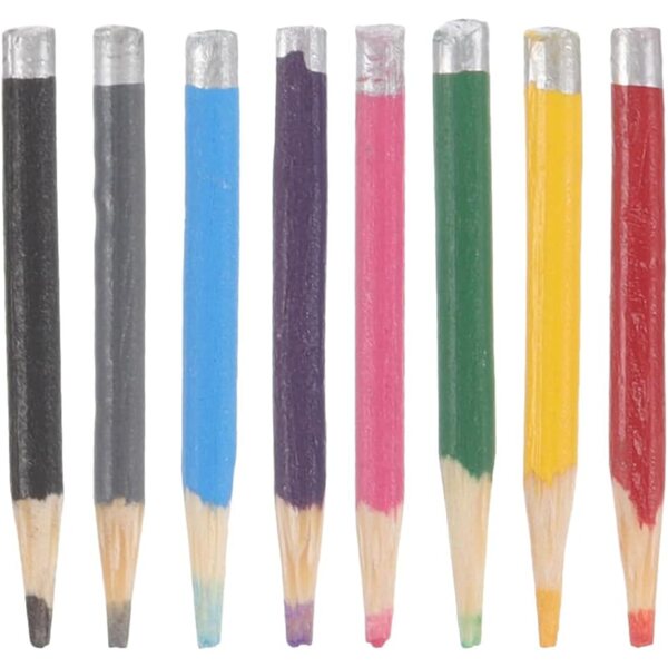 Ensemble de 8 crayons de couleur miniatures en bois pour maisons de poupées et décorations