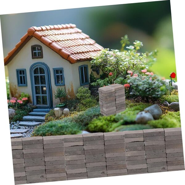 Mini ladrillos gri pentru decorarea terariilor, acvariilor si caselor de papusi 40 bucati