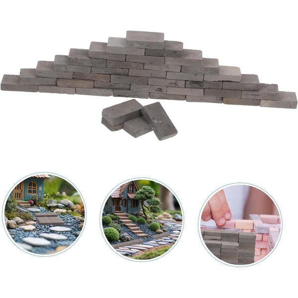 Mini ladrillos gri pentru decorarea terariilor, acvariilor si caselor de papusi 40 bucati