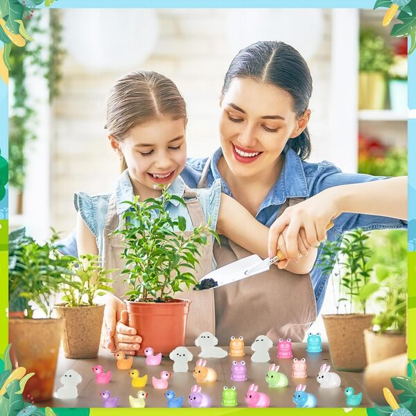 GSrenyu 64 Mini Animais de Resina Luminosa para Casa de Bonecas e Jardim
