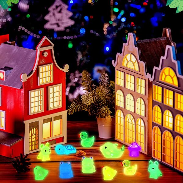 GSrenyu 128 mini animais de resina luminosa para jardins, aquários e DIY