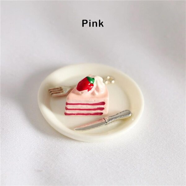Set miniatural de patiserie cu lamaie pentru casa de papusi cu farfurie, cutit si furculita