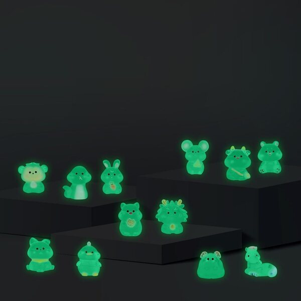 Set mit 12 Mini-Leuchttieren aus Kunstharz mit Sternzeichen zur Dekoration