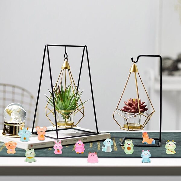 Set mit 12 Mini-Leuchttieren aus Kunstharz mit Sternzeichen zur Dekoration