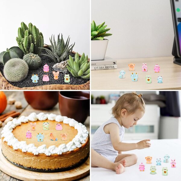 Set mit 12 Mini-Leuchttieren aus Kunstharz mit Sternzeichen zur Dekoration