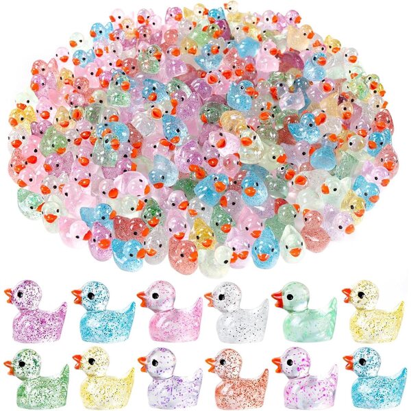 JOLCEEY 100 mini canards en résine pailletée en 10 couleurs pour la décoration