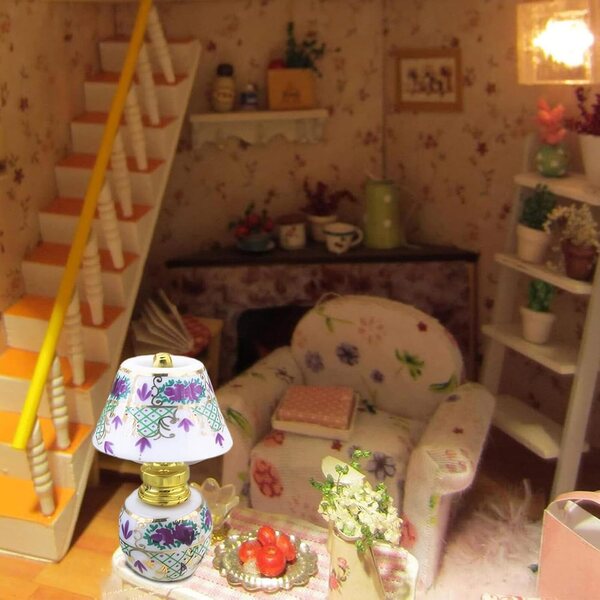 Luci per casa delle bambole Lampada in miniatura da scrivania per casa delle bambole in scala 1:12 Modello di illuminazione per casa delle bambole in ceramica Mini miniature carine per casa delle bamb