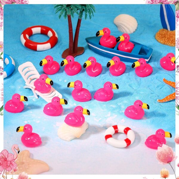 GSrenyu 50 piezas de mini flamencos, mini animales de resina, figuras de flamenco, animales de resina, decoración de fiesta de flamencos, mini figuras de flamenco, mini animales para jardín, paisaje,