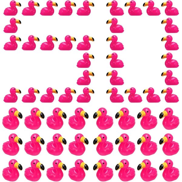 GSrenyu 50 piezas de mini flamencos, mini animales de resina, figuras de flamenco, animales de resina, decoración de fiesta de flamencos, mini figuras de flamenco, mini animales para jardín, paisaje,