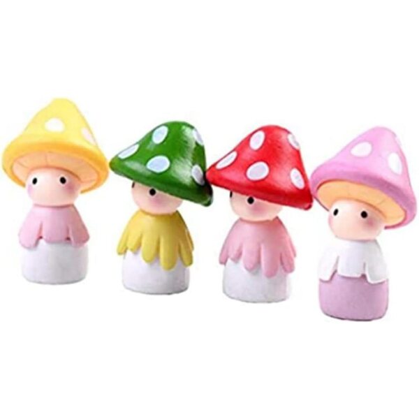 Set of 4 Miniature Mushroom Statues Micro Landscape Indoor Garden Decoration PVC