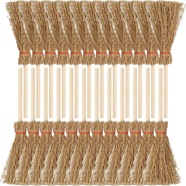 Ensemble de 24 mini balais de sorcière en bois pour décorations d'Halloween et maisons de poupées
