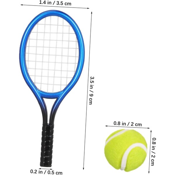 YARNOW Set mit 4 lebensechten Mini-Tennisschlägern zur Dekoration