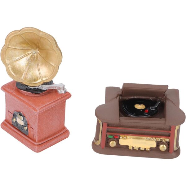 8piezas Modelos Miniatura De Fonógrafo Retro Decoración De Resina para Paisajes De Accesorios para Fotografía y Juguetes para Coleccionistas y Decoración De Escritorio