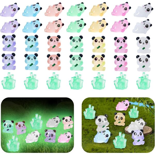 Set mit 35 leuchtenden Mini-Pandas aus Kunstharz für kreative Dekorationen und Heimwerkerarbeiten