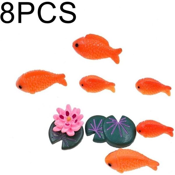 Figurines miniatures de poissons rouges en résine pour jardins fleuris et décorations