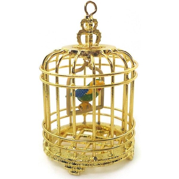 Mini Jaula Vintage din Metal Auriu pentru Casa de Papusi - Decor 1/12