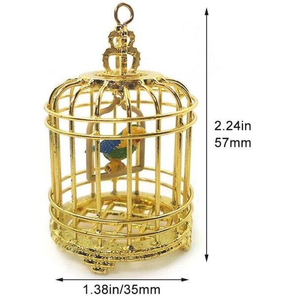 Mini Jaula Vintage din Metal Auriu pentru Casa de Papusi - Decor 1/12