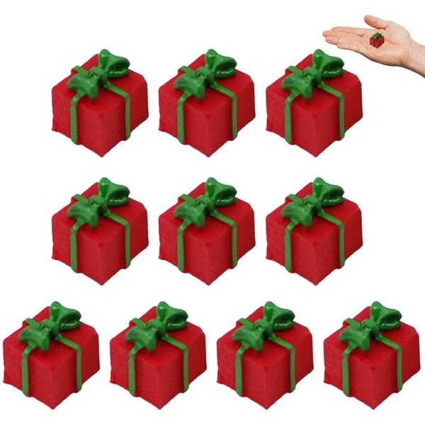Set vun 10 Miniaturen Sanfly Cadeau Këschte an Red Resin 1/12 Poppenhaus