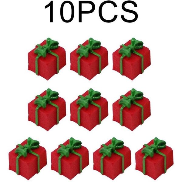 Set van 10 miniaturen Sanfly geschenkdozen in rode hars 1/12 poppenhuis