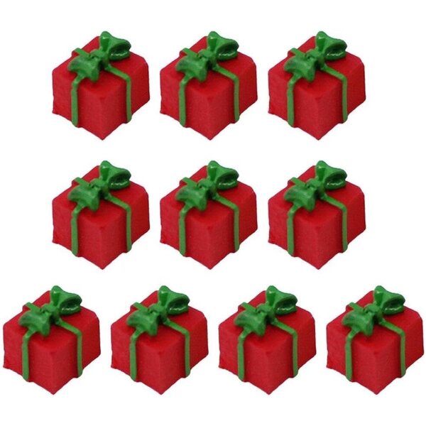 Set van 10 miniaturen Sanfly geschenkdozen in rode hars 1/12 poppenhuis