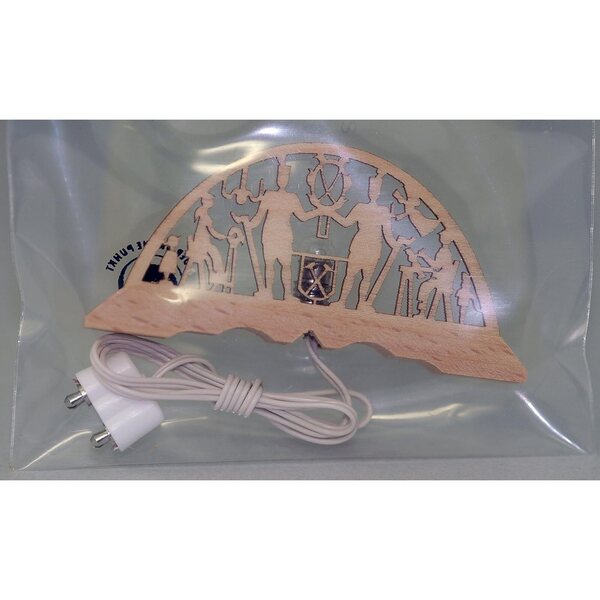 3.5V Beliichten Light Wooden Chrëschtdag dekorativen Arch fir 1/12 Poppenhaiser