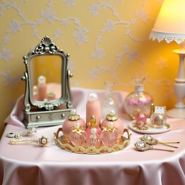1/12 miniatyr rosa bandeja för dockskåp, elegant och detaljerad accessoar