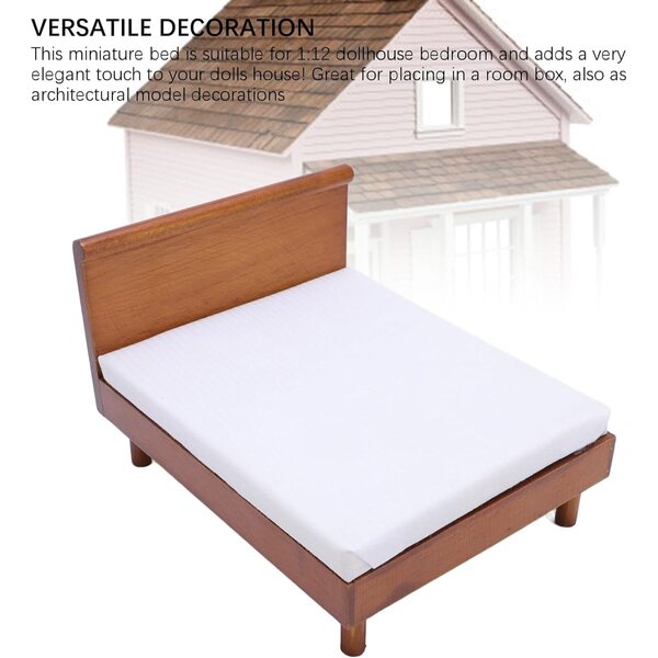 Letto in Miniatura in Legno di Betulla per Casa delle Bambole Scala 1:12
