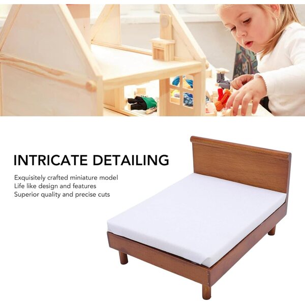 Letto in Miniatura in Legno di Betulla per Casa delle Bambole Scala 1:12